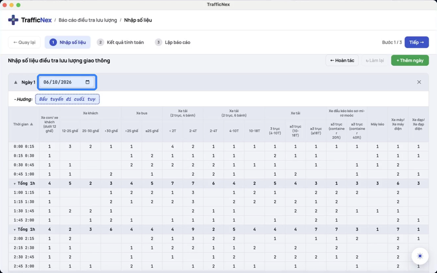 Survey data entry table